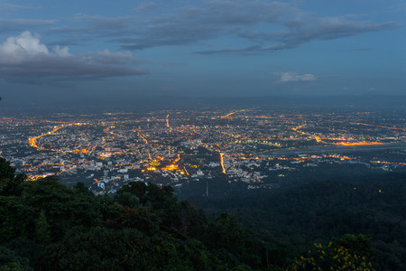View point city of chiangmai in Wat Phra That Doi Suthep Temple ,Chiang Mai,Thailand.の写真素材