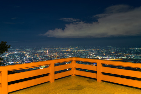 View point city of chiangmai in Wat Phra That Doi Suthep Temple ,Chiang Mai,Thailand.の写真素材