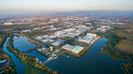 Aerial view of Industrial Estate northern thailand.Lamphun,thailand.の写真素材