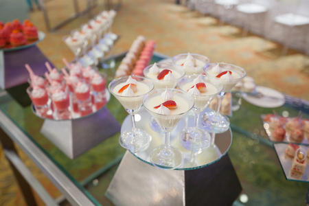 Stylish sweet candy buffe set at the wedding ceremony confectionery.の写真素材