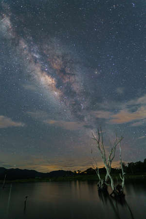 Milky Way near the lake north of thailand.