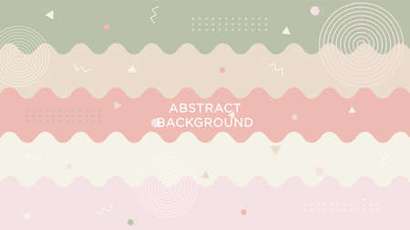 Modern Memphis with pastel color background isolated, pastel paper art vector with memphis elementのイラスト素材