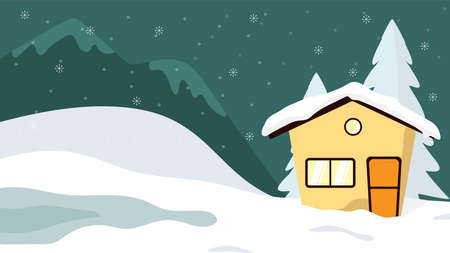 simple flat design winter landscape background vector illustrationのイラスト素材
