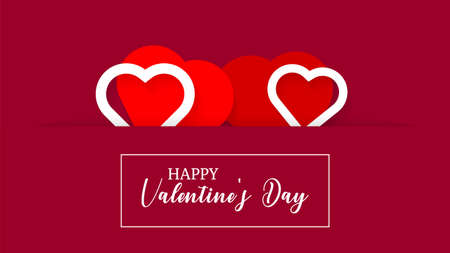 Lovely valentine's day wallpaper in paper style premium Vector illustrationのイラスト素材
