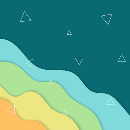 paper cut wave design background template with summer colorのイラスト素材