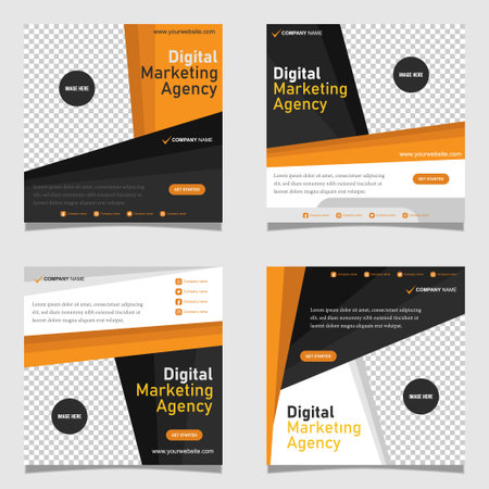 Digital Marketing Agency social Media post Template. editable promotion vector background with photo collageのイラスト素材