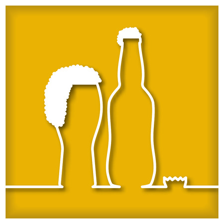 Glass of Beer and Bottle Iconのイラスト素材