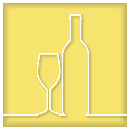 Bottle of white Wine and Glass Iconのイラスト素材