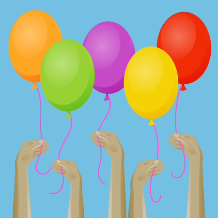 Up hands icon with balloonsのイラスト素材