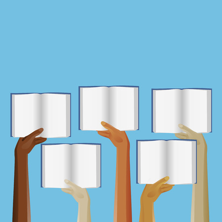 Up hands icon with booksのイラスト素材