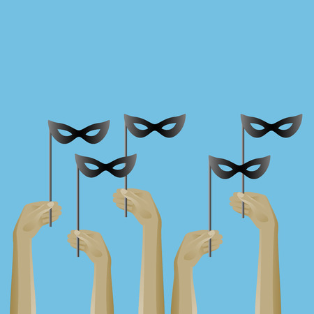 Up hands icon with maskのイラスト素材