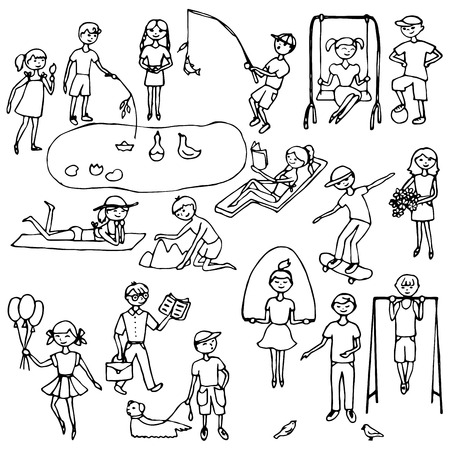 Children hand drawn setのイラスト素材