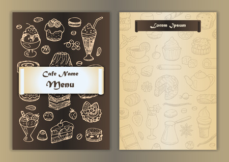Cafe menu with hand drawn doodle elementsのイラスト素材