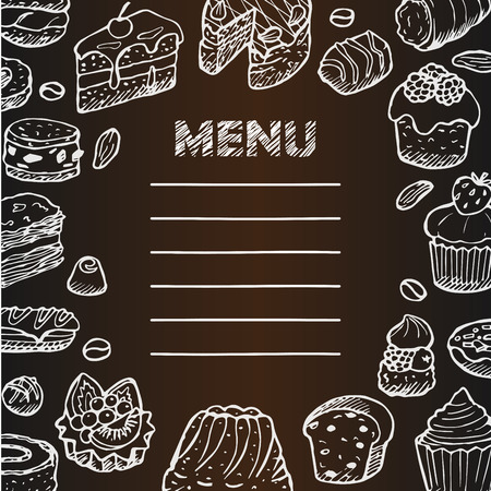 Menu with cafe hand drawn doodle elementsのイラスト素材