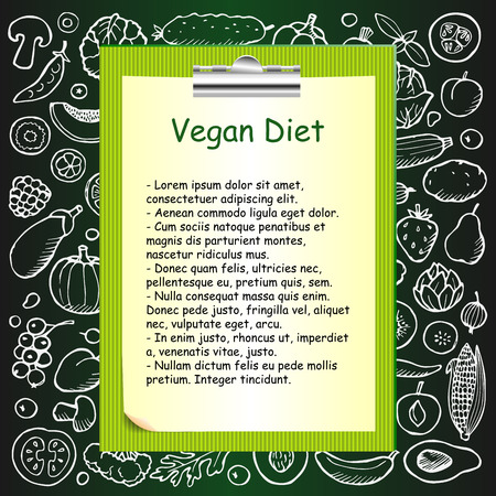 Vegan diet with hand drawn doodle elementsのイラスト素材