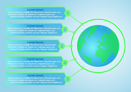 Background with globe and 5 optionsのイラスト素材