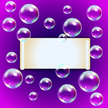 Leaf of paper and soap bubblesのイラスト素材