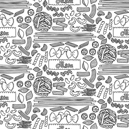 Seamless pattern with different types of pastaのイラスト素材