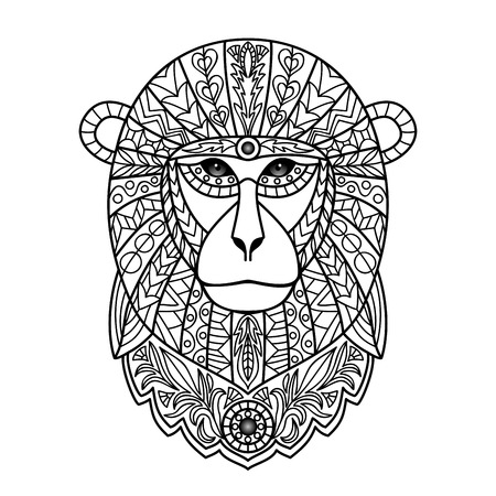 Ornamental White Monkeyのイラスト素材