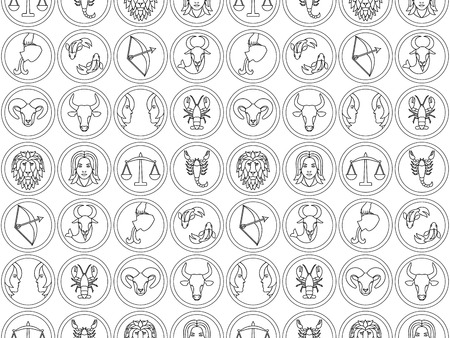 Vector illustration of  seamless pattern with 12 Abstract Zodiac Signsのイラスト素材