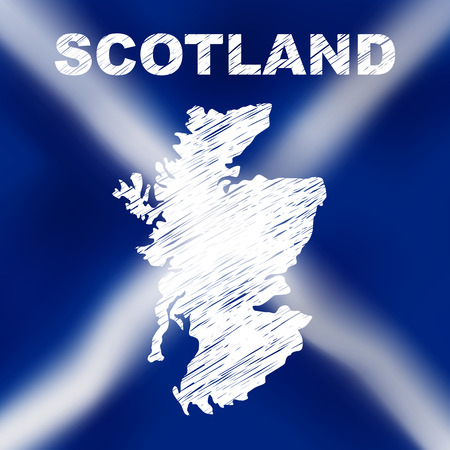 Map of Scotland. Abstract Scottish map on flag background.のイラスト素材