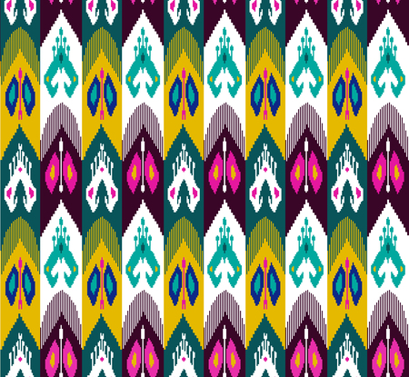 Ethnic seamless pattern with folk print. Stylized Uzbek silk textileのイラスト素材