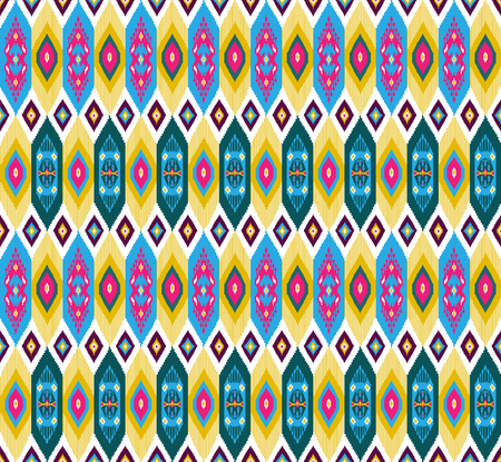 Ethnic seamless pattern with folk print. Stylized Uzbek silk textileのイラスト素材