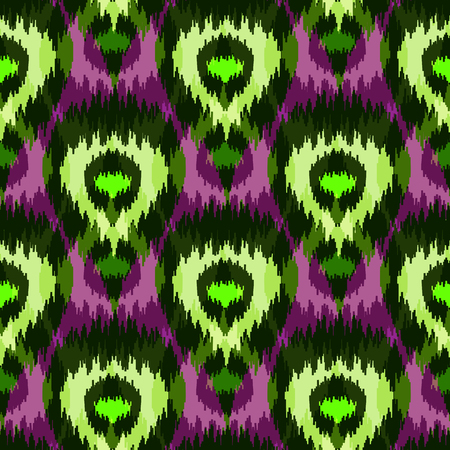 Ethnic seamless bright pattern. Boho textile print. Geometric wallpaper with abstract peacock feathers.のイラスト素材