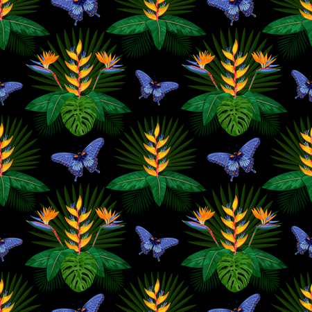 Tropical Bouquet Seamless Patternのイラスト素材