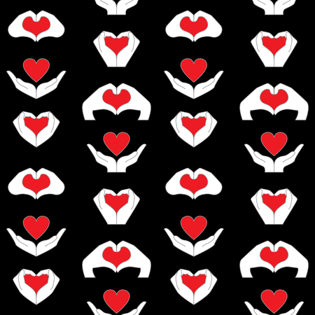 Hand and Heart Patternのイラスト素材