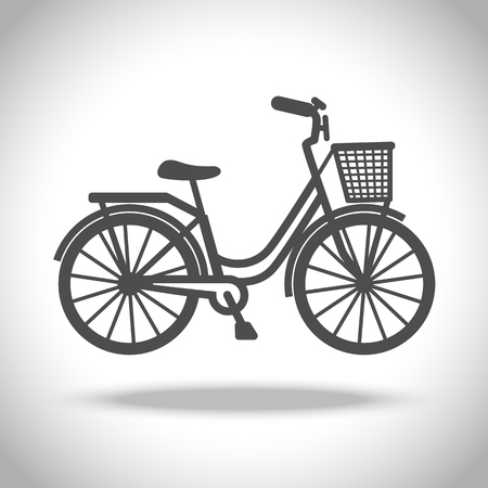 Bike with basket icon with shadow. Woman romantic transport.のイラスト素材
