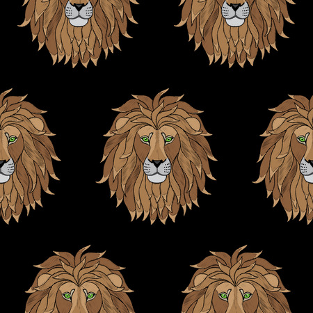 Embroidery Lion Seamless Patternのイラスト素材