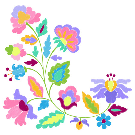 Fantasy Flowers Embroidery Patternのイラスト素材