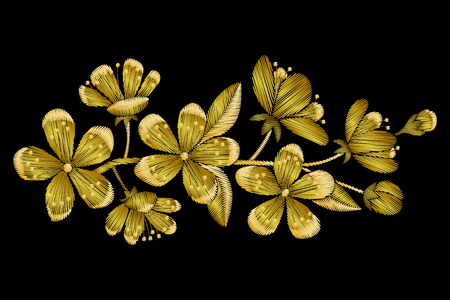 Cherry Blossom Embroidery Patternのイラスト素材