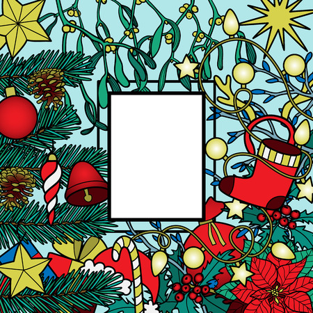 Christmas Colorful Frame vector illustration.のイラスト素材