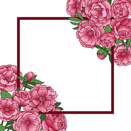 Peonies Mock Up vector illustration.のイラスト素材