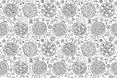 Hand Drawn Vegetarian Pizzaのイラスト素材