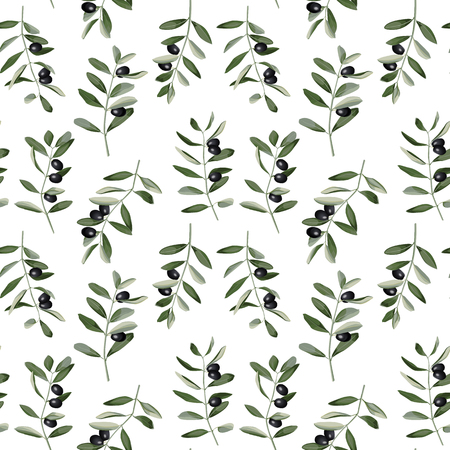 Olive Branch Seamless Patternのイラスト素材