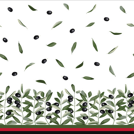 Olive Branch Seamless Borderのイラスト素材
