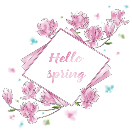 Hello Spring Cardのイラスト素材