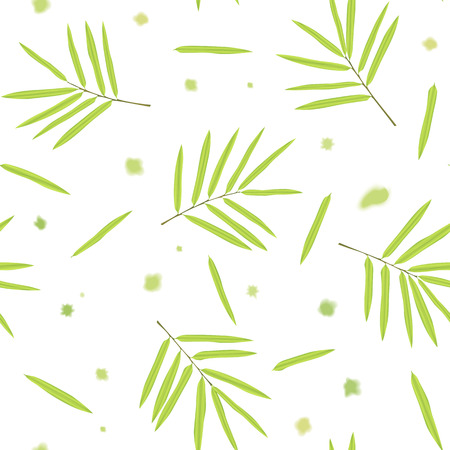 Bamboo seamless pattern with spray paint on white background. Tropical wallpaper, nature textile print. Vector watercolor stylization.のイラスト素材