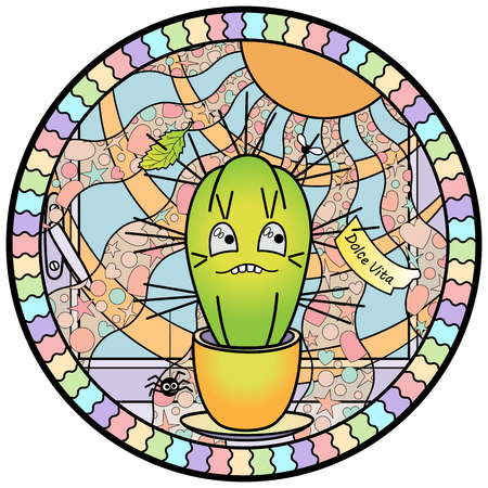 Cactus Comic Printのイラスト素材