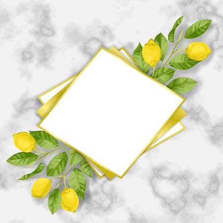 Classic Marble Template with Lemon Brunchesのイラスト素材