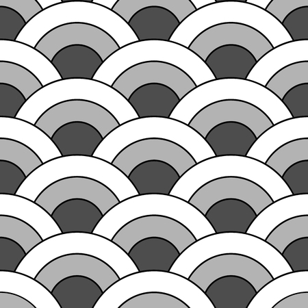 Wave seamless pattern. Abstract geometric repeat background. Asian traditional backdrop, chinese wallpaper, gray and white textile print.の写真素材