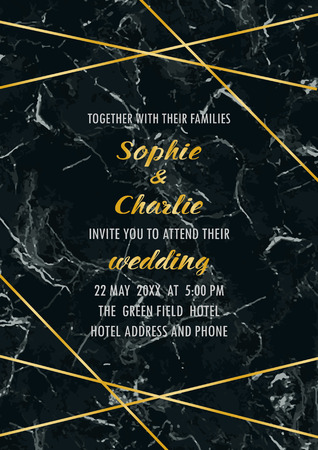 Wedding Invitation with Gold Geometric Frameの写真素材