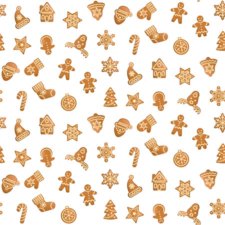 Christmas and New Year Seamless Pattern with Gingers