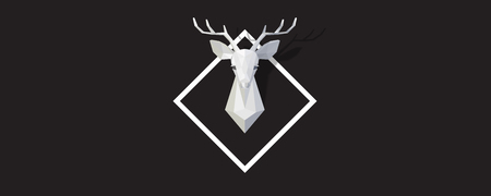 Black Web Banner with Polygonal Deer Headのイラスト素材