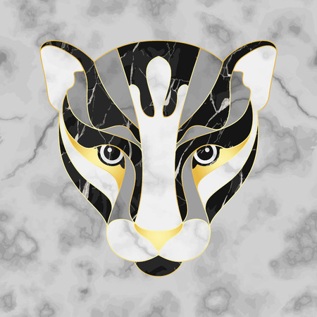 Marble abstrsct panther head on seamless marble backgroundのイラスト素材