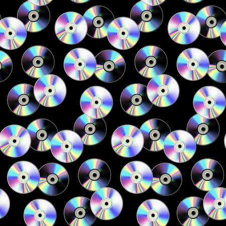 CD disk seamless pattern on black backgroundのイラスト素材