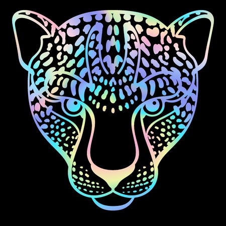 Neon holographic abstract leopard T-shirt fashion printの写真素材
